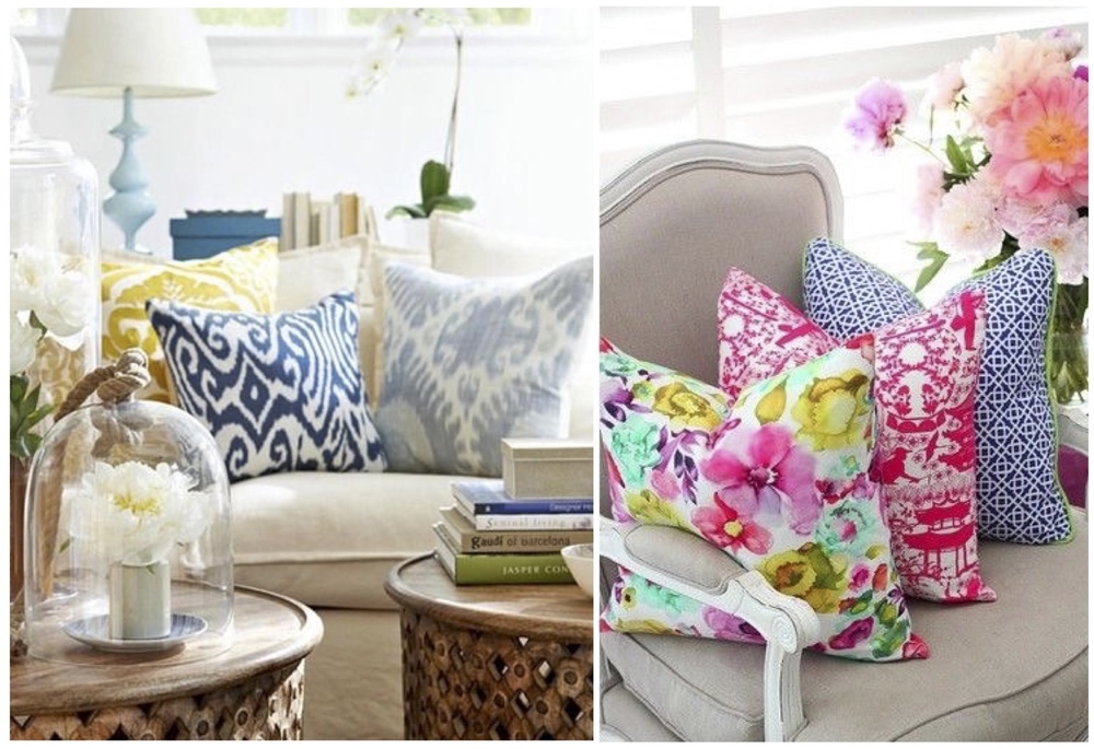 One of the easiest ways to add a nice pop of color is changing up the throw pillows on sofas and chairs.&nbsp;
